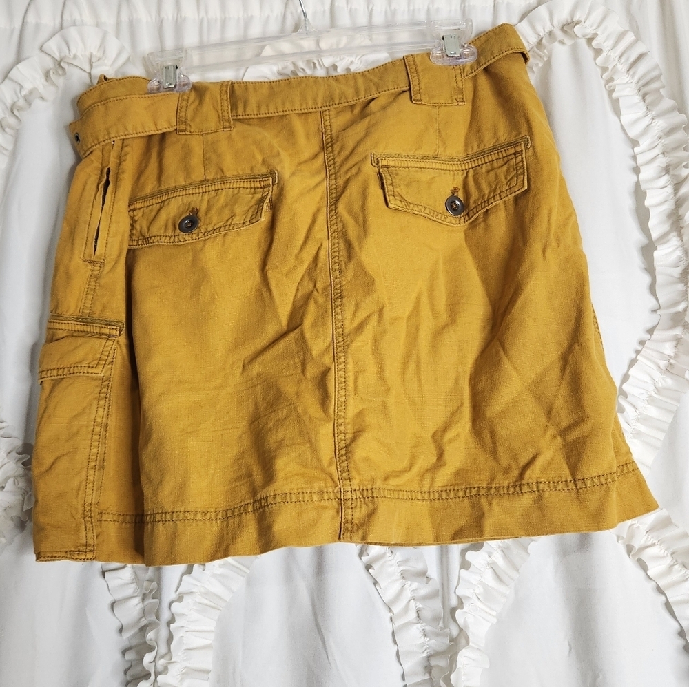 Free People Erika Utility Cargo Mini Skirt in Mustard Yellow Sz 10 - Picture 4 of 9